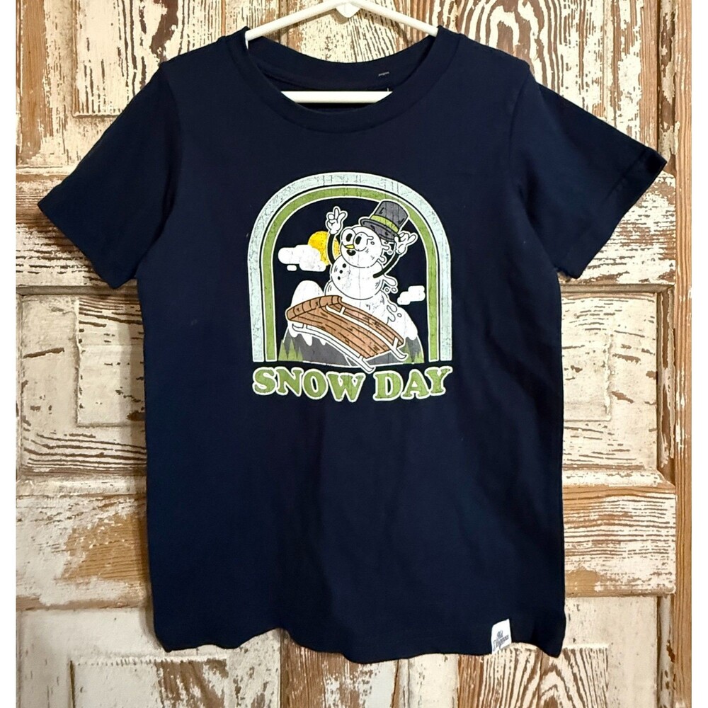 Kid Dangerous Snow Day Short Sleeve Shirt - Navy - Size 5